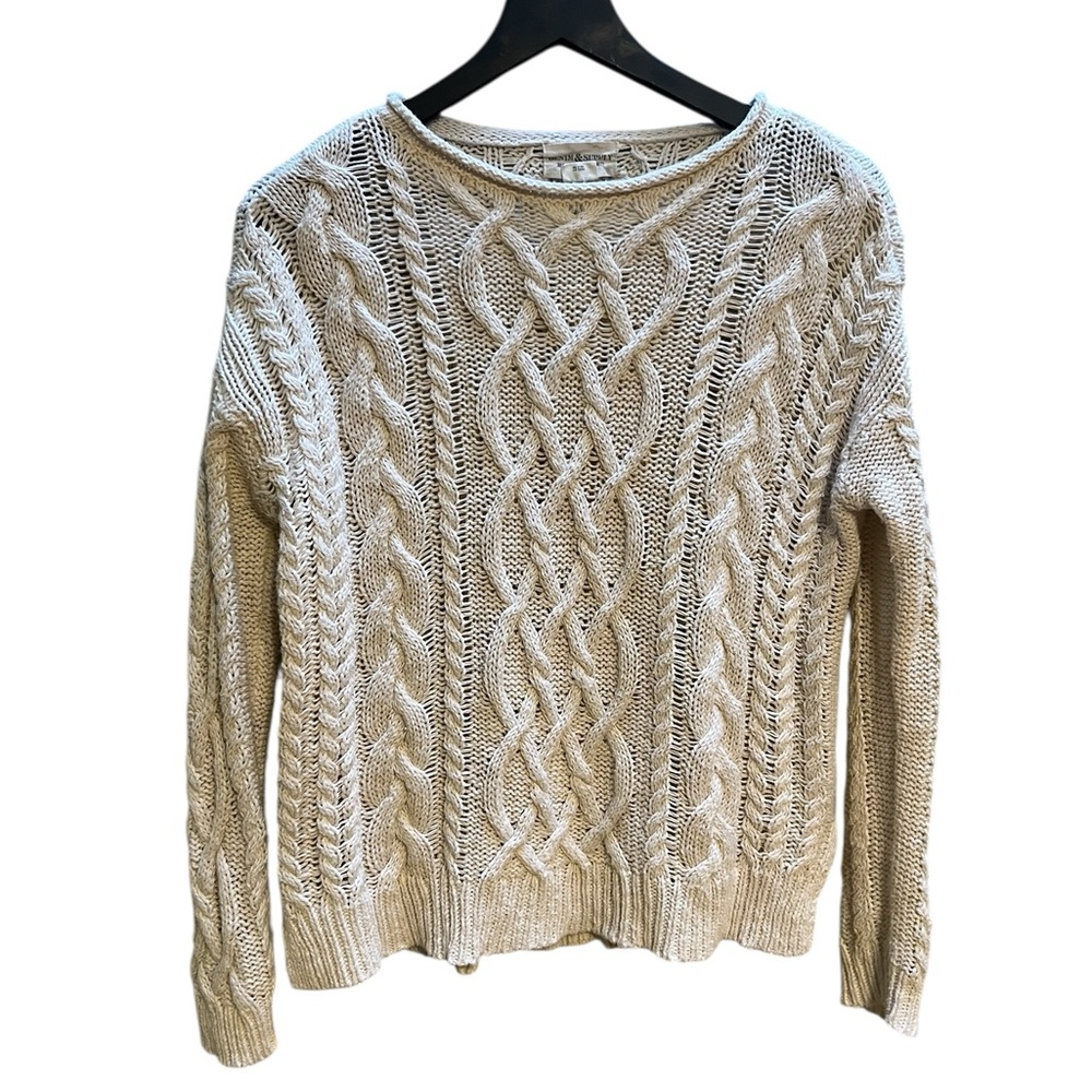 Ralph Lauren Cream Cable Knit Crewneck Sweater